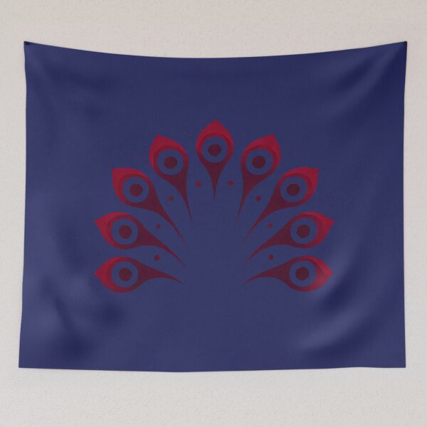Item preview, Crimson Peacock Tail (Midnight Blue Background) designed and sold by IskandarDesigns.
