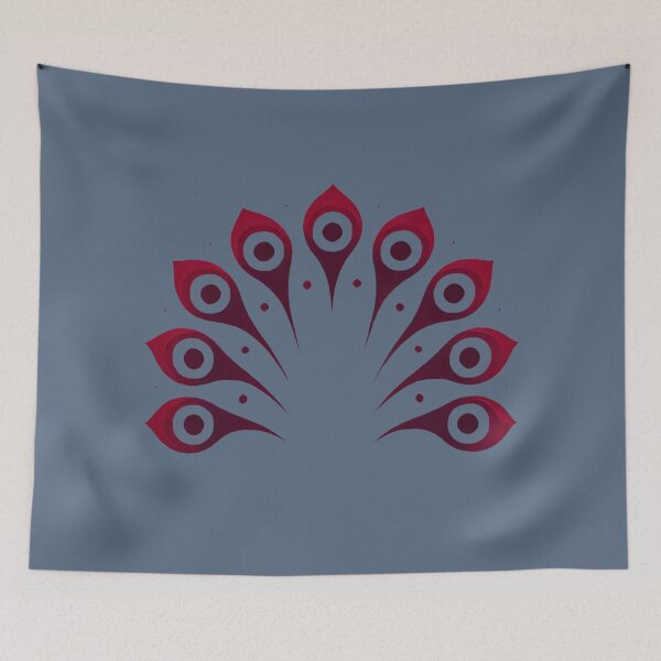 Item preview, Crimson Peacock Tail (Slate Gray Background) designed and sold by IskandarDesigns.