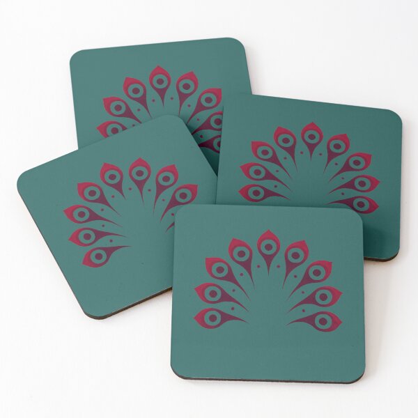 Item preview, Crimson Peacock Tail (Teal Green Background) designed and sold by IskandarDesigns.