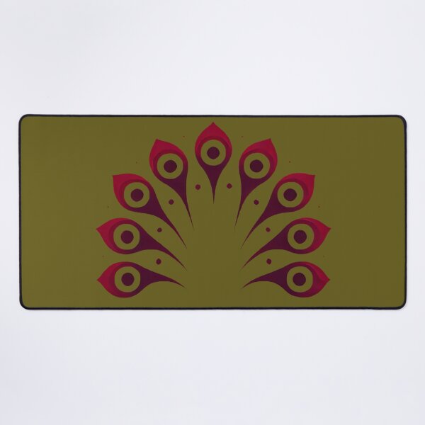 Item preview, Crimson Peacock Tail (Olive Green Background) designed and sold by IskandarDesigns.