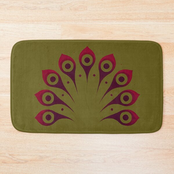 Item preview, Crimson Peacock Tail (Olive Green Background) designed and sold by IskandarDesigns.