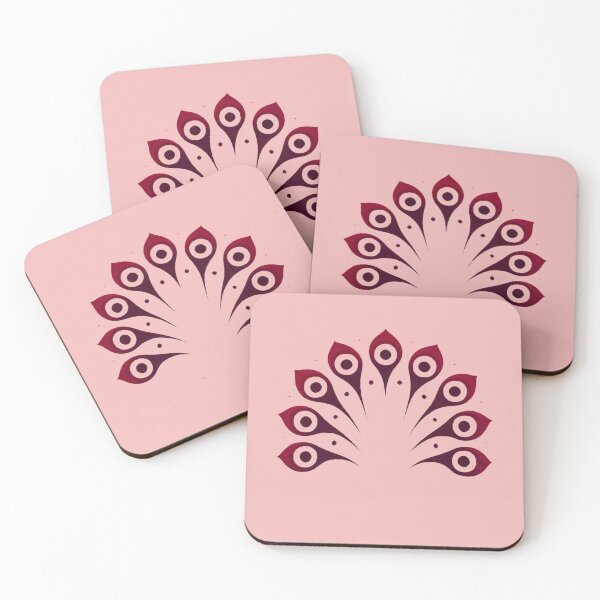 Item preview, Crimson Peacock Tail (Blush Pink Background) designed and sold by IskandarDesigns.