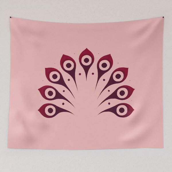 Item preview, Crimson Peacock Tail (Blush Pink Background) designed and sold by IskandarDesigns.
