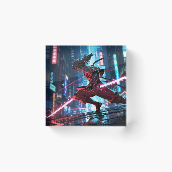 Item preview, Cyberpunk Samurai Warrior – Neon City Techwear Aesthetic designed and sold by ShadowTek.
