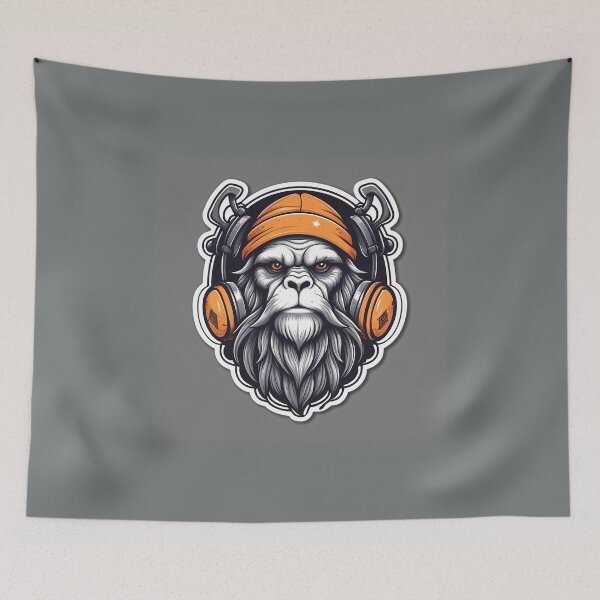 Item preview, Cool Bearded Gorilla with Headphones Sticker | Urban Streetwear Art designed and sold by ethnicdigital.