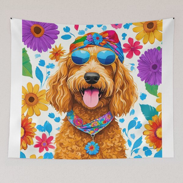 Item preview, Groovy 1970s Goldendoodle – Hippy Vibes & Psychedelic Style designed and sold by Fredster1966.