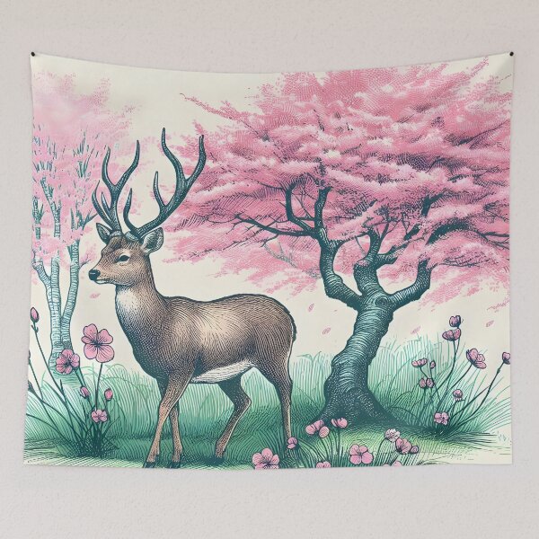 Item preview, Deer in Sakura Canopy Bliss designed and sold by inkNext.