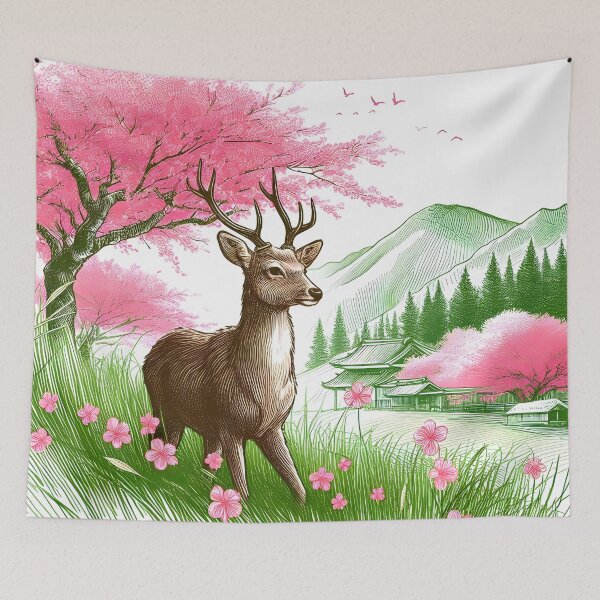 Item preview, Deer Under Sakura Canopy designed and sold by inkNext.