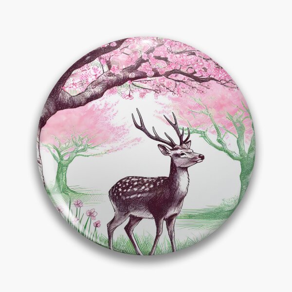 Item preview, Serene Deer in Sakura Bliss designed and sold by inkNext.