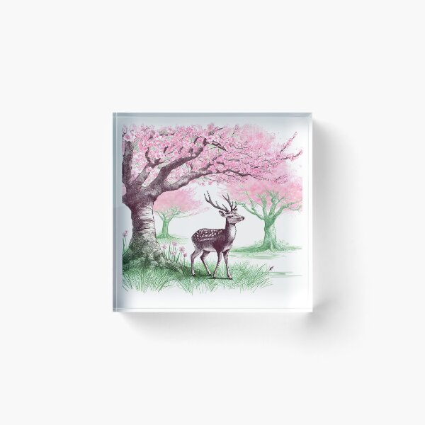Item preview, Serene Deer in Sakura Bliss designed and sold by inkNext.