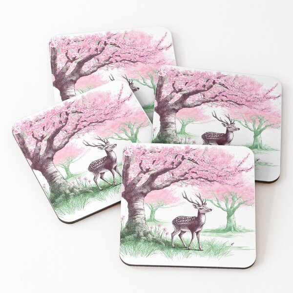 Item preview, Serene Deer in Sakura Bliss designed and sold by inkNext.