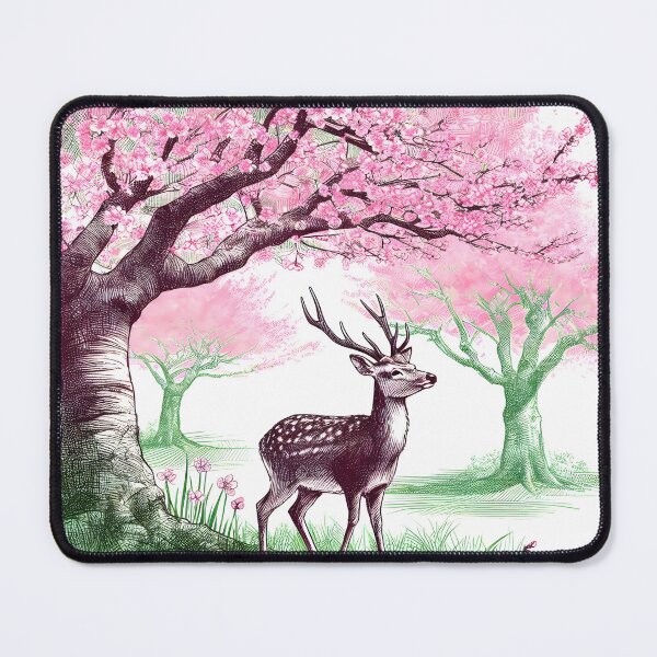 Item preview, Serene Deer in Sakura Bliss designed and sold by inkNext.