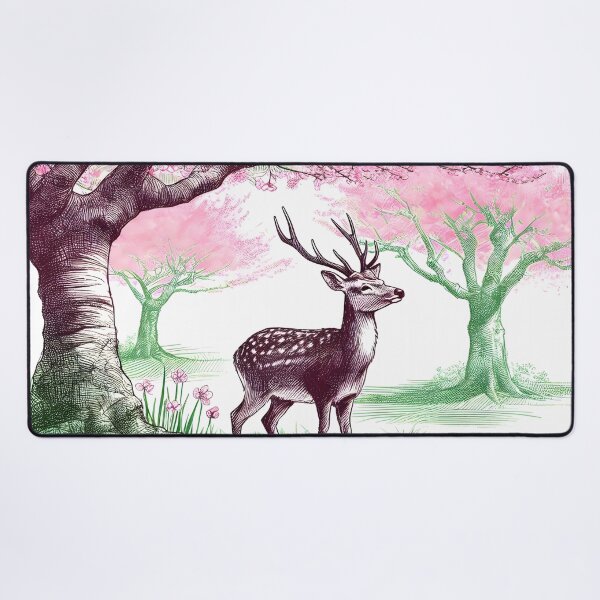 Item preview, Serene Deer in Sakura Bliss designed and sold by inkNext.