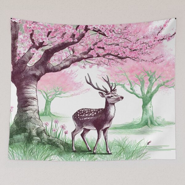 Item preview, Serene Deer in Sakura Bliss designed and sold by inkNext.