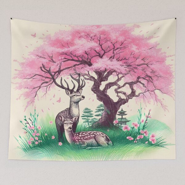 Item preview, Deer in Sakura Paradise designed and sold by inkNext.