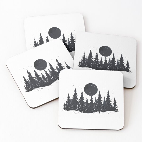 Item preview, Under the Moon: A Tranquil Pine Forest Scene in Black and White designed and sold by postprocess.