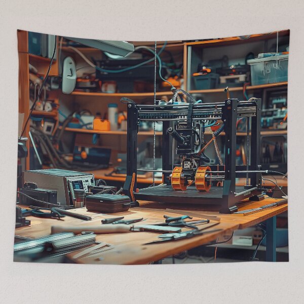 Item preview, a cluttered and vintage-inspired workshop space. designed and sold by CheerForGoods.