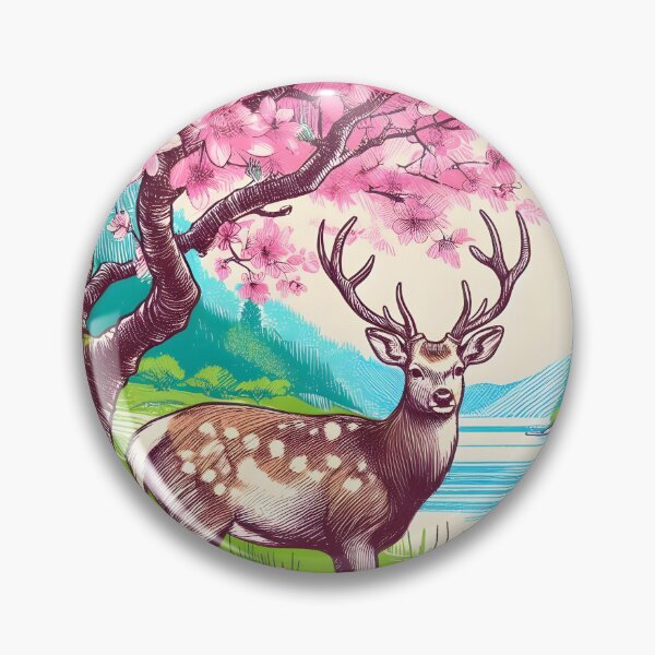 Item preview, Deer Amid Sakura Blossoms designed and sold by inkNext.