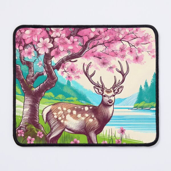 Item preview, Deer Amid Sakura Blossoms designed and sold by inkNext.