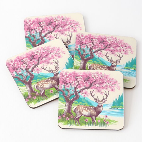 Item preview, Deer Amid Sakura Blossoms designed and sold by inkNext.