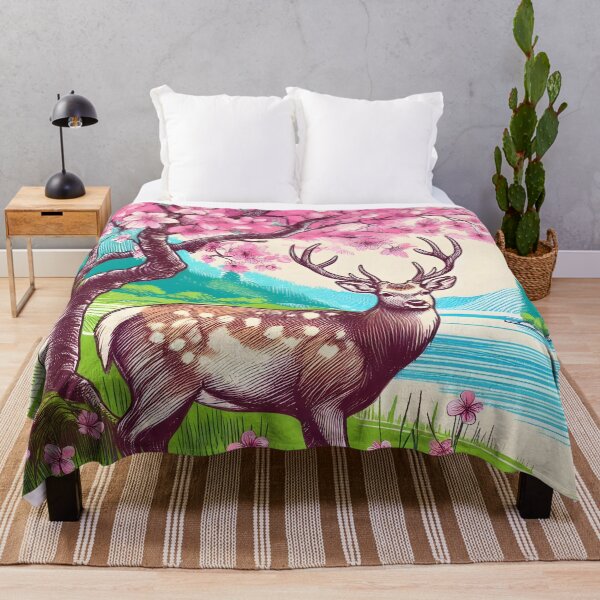 Item preview, Deer Amid Sakura Blossoms designed and sold by inkNext.