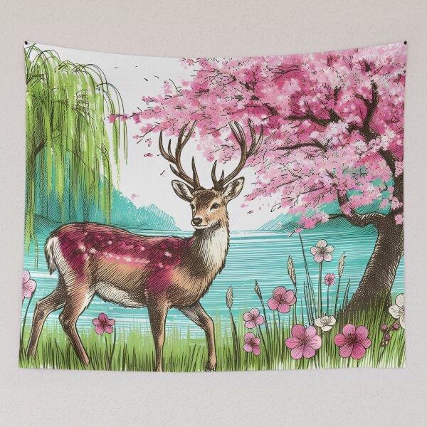 Item preview, Deer by Tranquil Sakura Lake designed and sold by inkNext.