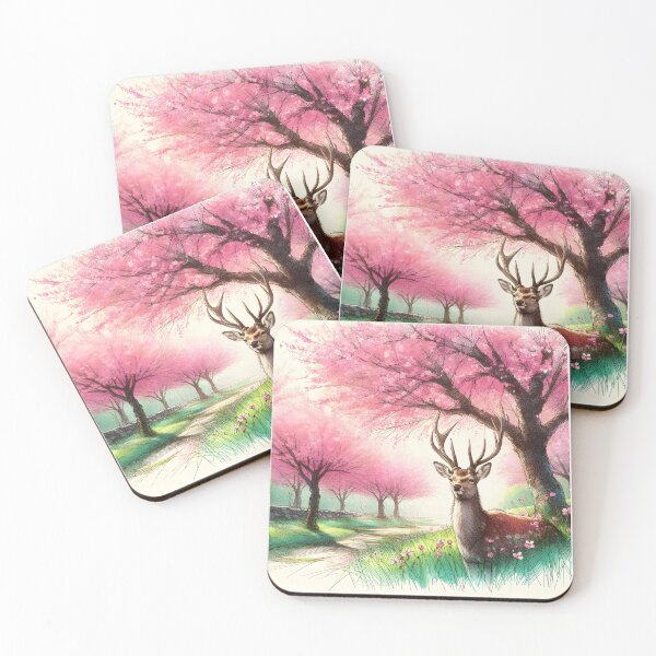 Item preview, Deer in Sakura Wonderland designed and sold by inkNext.