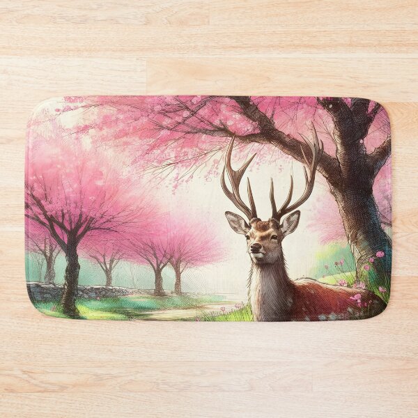 Item preview, Deer in Sakura Wonderland designed and sold by inkNext.