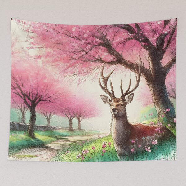 Item preview, Deer in Sakura Wonderland designed and sold by inkNext.