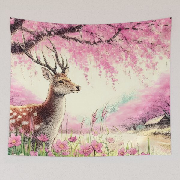 Item preview, Deer in Sakura Serenity designed and sold by inkNext.