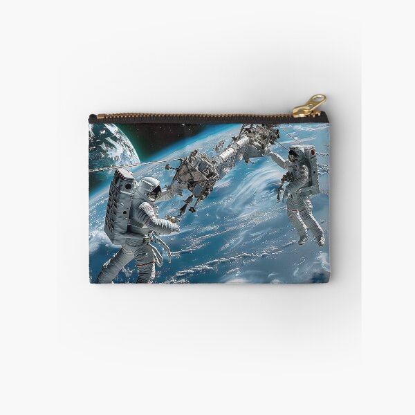 Item preview, two astronauts and a pair of humanoid robots work in perfect synchronization designed and sold by CheerForGoods.