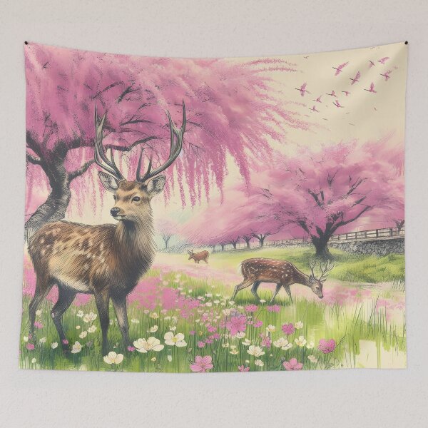 Item preview, Deer in Sakura Garden Bliss designed and sold by inkNext.