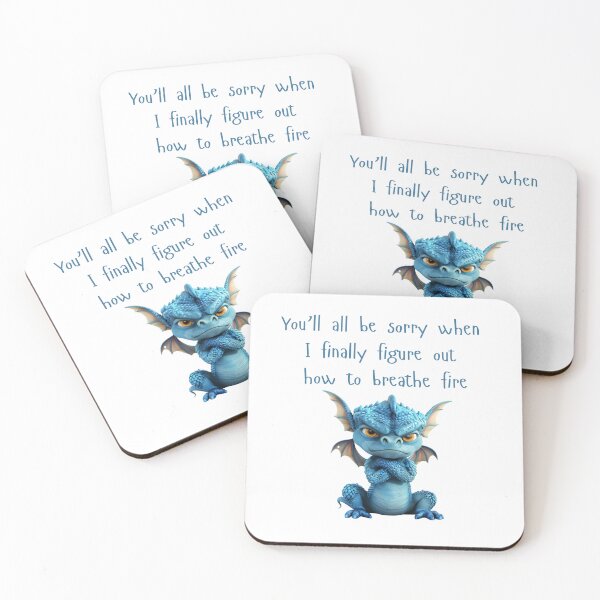 Item preview, Blue Dragon Breathing Fire Sarcastic Snarky Funny Purple designed and sold by kalyssa44.