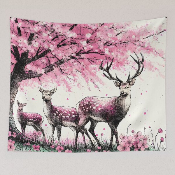 Item preview, Deer in Sakura Blossom Meadow designed and sold by inkNext.