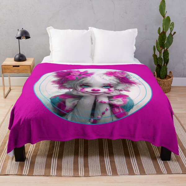 Item preview, Pink pierrot girl, cute girl, vivid pink flowers, girl with blue eyes designed and sold by silent-violin.
