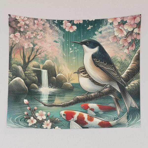 Item preview, Nightingales Amidst Sakura and Koi designed and sold by inkNext.