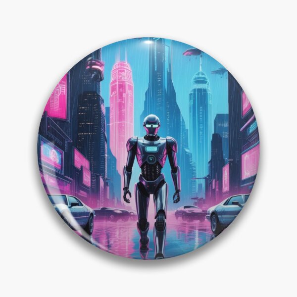 Item preview, Neon Robot City - Retro Cyberpunk Art for Gamers designed and sold by Bilikaru.