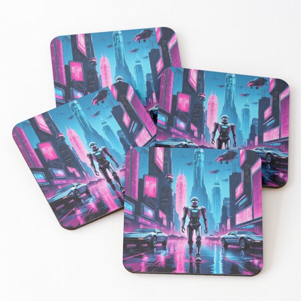 Item preview, Neon Robot City - Retro Cyberpunk Art for Gamers designed and sold by Bilikaru.
