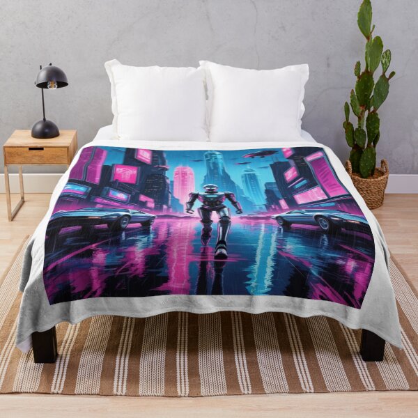 Item preview, Neon Robot City - Retro Cyberpunk Art for Gamers designed and sold by Bilikaru.