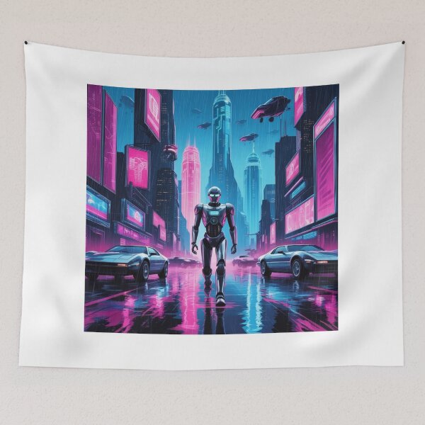 Item preview, Neon Robot City - Retro Cyberpunk Art for Gamers designed and sold by Bilikaru.