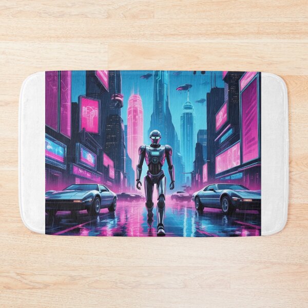 Item preview, Neon Robot City - Retro Cyberpunk Art for Gamers designed and sold by Bilikaru.