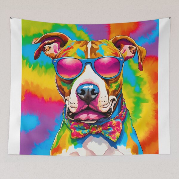 Item preview, Groovy 1970s Pitbull – Peace, Love & Hippy Vibes designed and sold by Fredster1966.