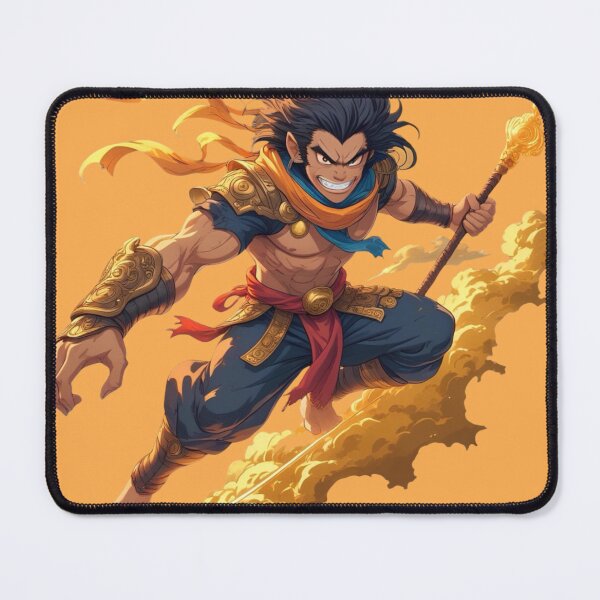 Item preview, Epic Warrior Monk with Fire Staff - Anime Style Fantasy Art designed and sold by TopUpDesign.