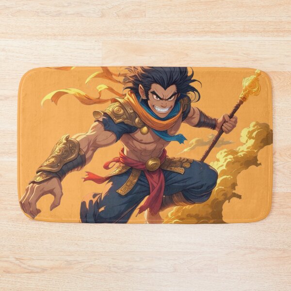 Item preview, Epic Warrior Monk with Fire Staff - Anime Style Fantasy Art designed and sold by TopUpDesign.
