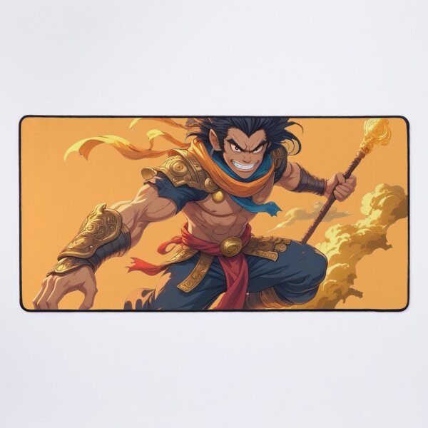 Item preview, Epic Warrior Monk with Fire Staff - Anime Style Fantasy Art designed and sold by TopUpDesign.