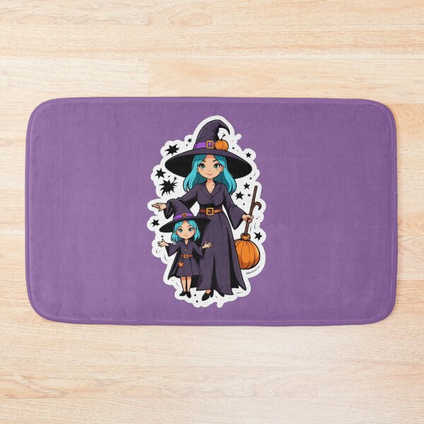 Item preview, Witch Mom and Daughter Mother’s Day Halloween Kawaii Goth Whimsygoth Fantasy Mom and Child With Blue Hair and Pumpkins designed and sold by SteamParliament.