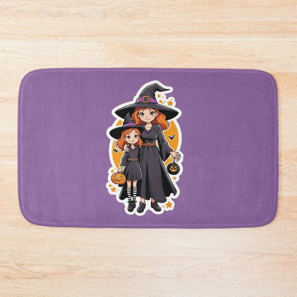 Item preview, Witch Mom and Daughter Mother’s Day Halloween Kawaii Goth Whimsygoth Fantasy Mom and Child With Red Ginger Hair and Pumpkins designed and sold by SteamParliament.