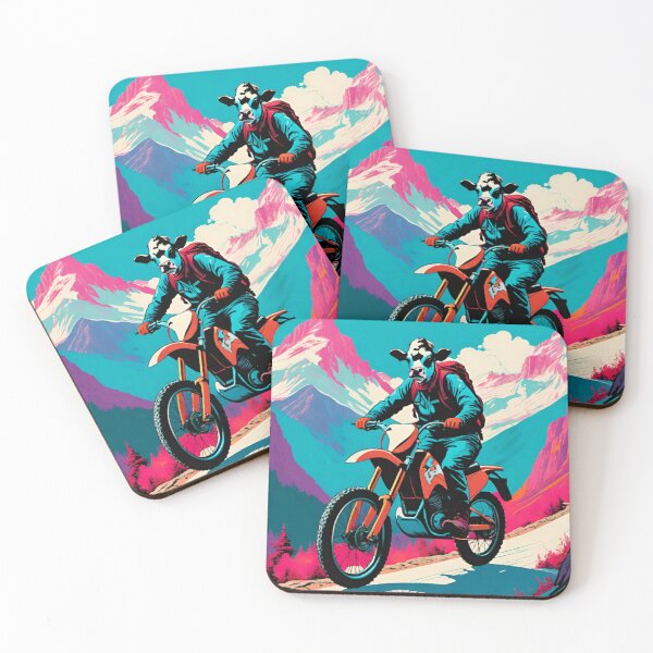Item preview, Adventurous Cow Rides a Motorbike Through the Swiss Alps designed and sold by GrizzlyCollective.