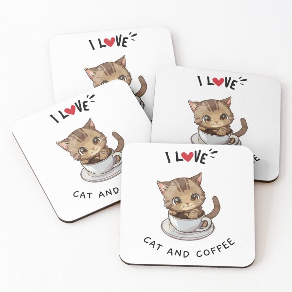 Item preview, I Love cat and cofee Sticker designed and sold by NuniDesigns.