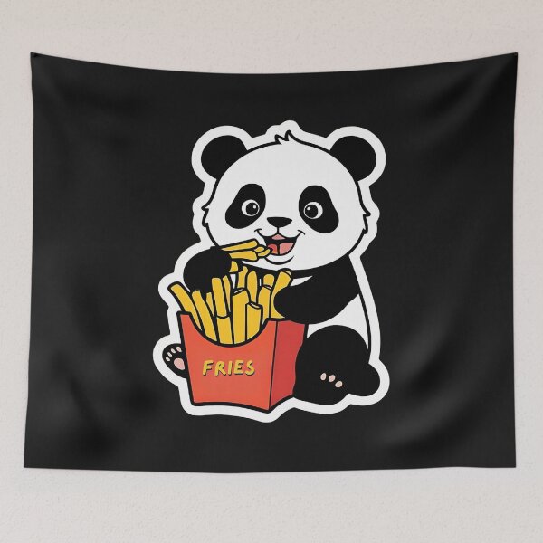Item preview, Panda chaving fries | love for junk food | Gobble Gala designed and sold by Kids GobbleGala.